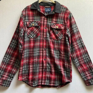 Roark Rivival wool flannel plaid button up long sleeve cabin shirt Sz M